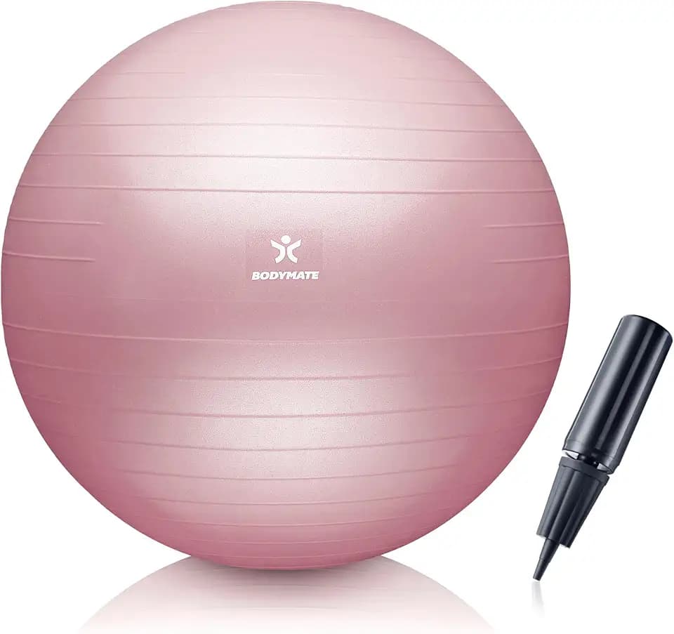BODYMATE Gymnastikball Sitzball Trainingsball mit GRATIS E-Book inkl. Luft-Pumpe, Ball für Fitness, Yoga, Gymnastik, Core Training, für starken Rücken als Büro-Stuhl