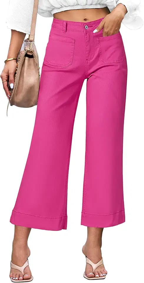 luvamia Wide Leg Jeans for Women Trendy High Waisted Crop Flare Jeans Pants