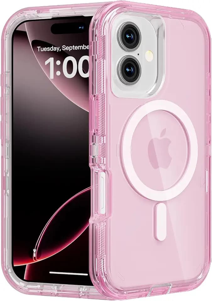 Follaroma Magnetic for iPhone 16 Case, Heavy Duty Phone Cases, Light Pink