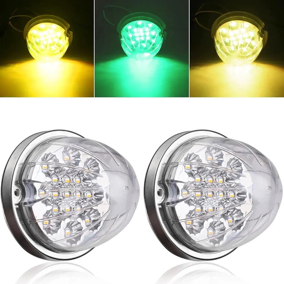 2PCS Watermelon Lights, Amber to Green Dual Revolution LED Marker Lights
