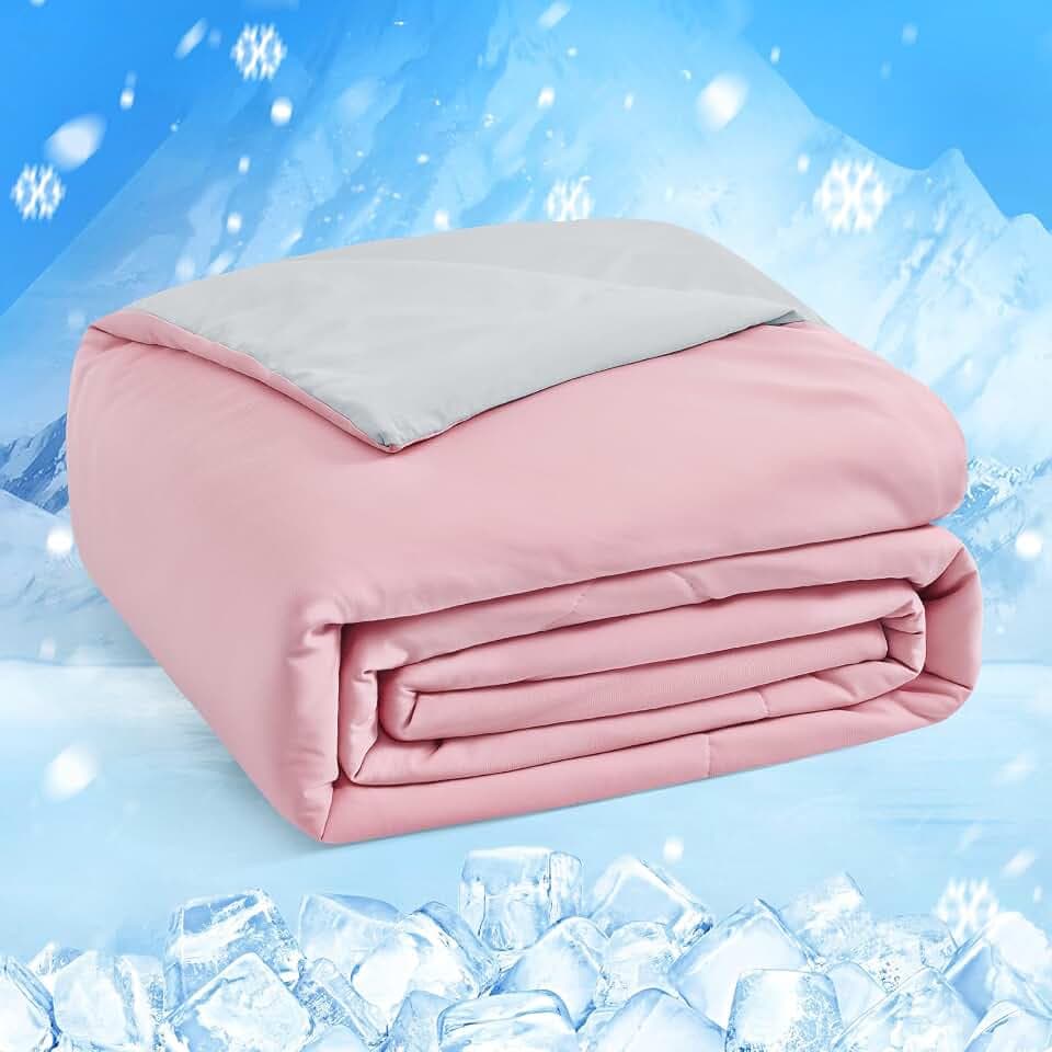 HOMFINE Cooling Comforter for Hot Sleepers King/Cal King, Pink 108"x90"