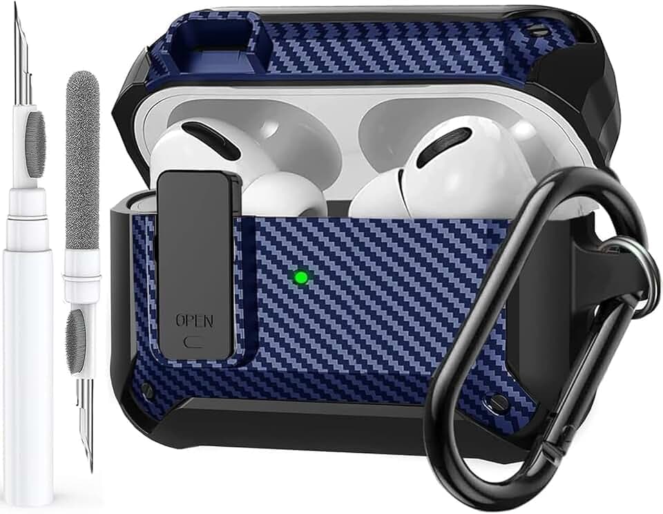 OTOPO Schutzhülle für Airpods Pro 3 mit Verschlussclip, robuste Apple Airpods Pro 3. Generation Abdeckung 2025 Männer und Frauen, Armor stoßfeste iPod Pro3 Gen Schutzhülle mit Reinigungsset, Blau