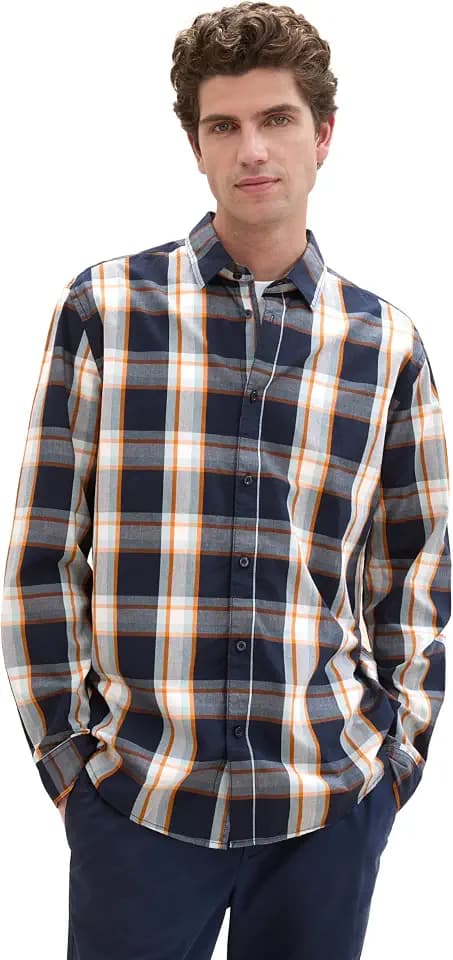 Tom Tailor Herren 1042654 Regular Fit Hemd mit Karomuster (1er Pack)