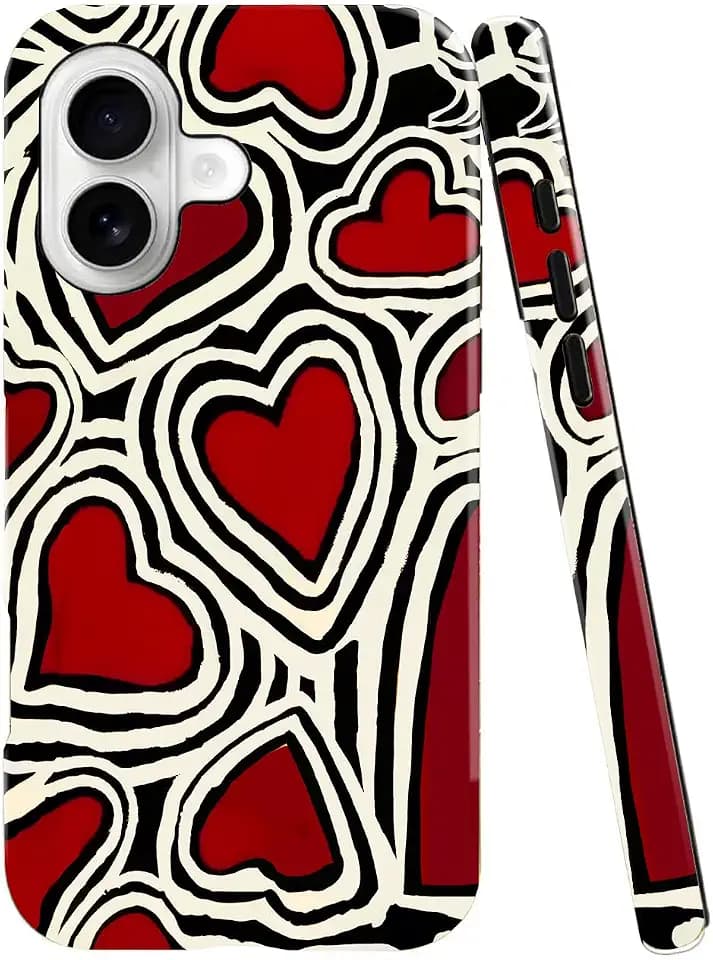 Generic Case Compatible with iPhone 17 Pro,[Compatible with MagSafe] Flaming Heart Love Pattern Phone Case for Girl Women Boy Men,Dual-Layer Fashion Design