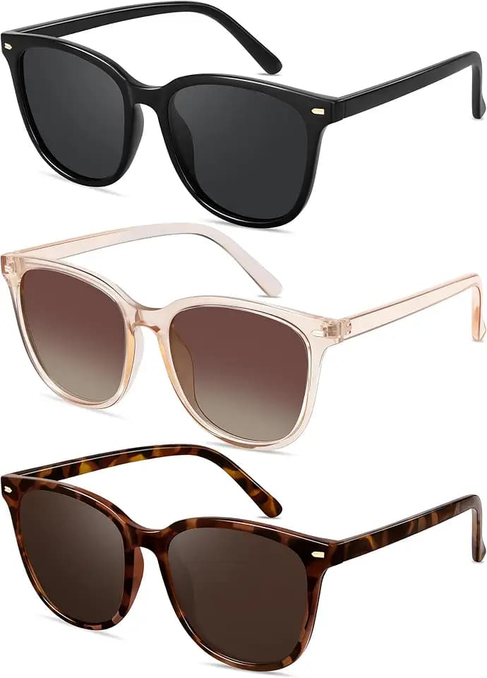 Retro Polarized Sunglasses for Women Men Big Frame Vintage Style Trendy Shade UV400 Protection Lens Sun Glasses
