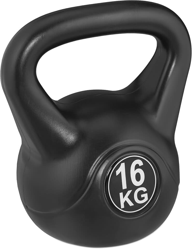 Relaxdays Kettlebell, verschied. Größen, Kugelhantel Kunststoff, Fitness Workout, Damen & Herren, Schwunghantel, schwarz