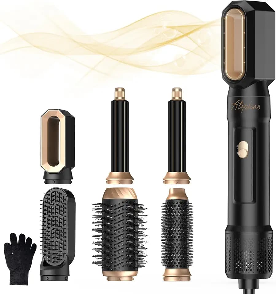 6 In 1 Hairstyler Stylingbürsten Blowout Brush, Atopskins Airstyler Haarstyler Ionen Föhnbürste Mit 30mm Warmluft-Lockenstab | Hairstyler 1000w Haartrockner Föhn Für Volumen, Trocknen,Glätten & Locken