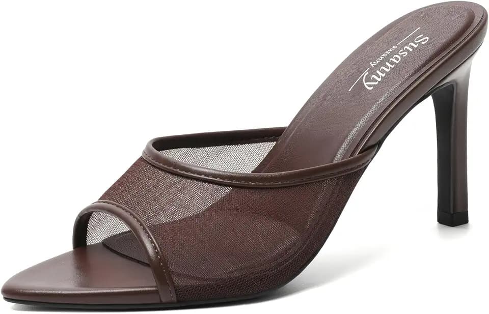 Susanny Women's Sandals Heels Mule High Heels Pointed Open Toe Sandals Sexy Slip on Heeled Summer Casual Wedding Prom Party Comfortable Dressy Shoes