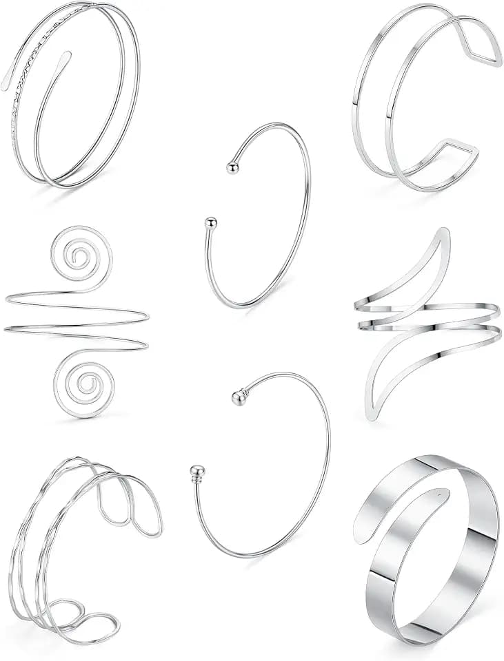Arm Cuff Bracelet for Women Arm Layered Cuff Bangles Adjustable Coil Swirl Armlet ArmBand Stackable