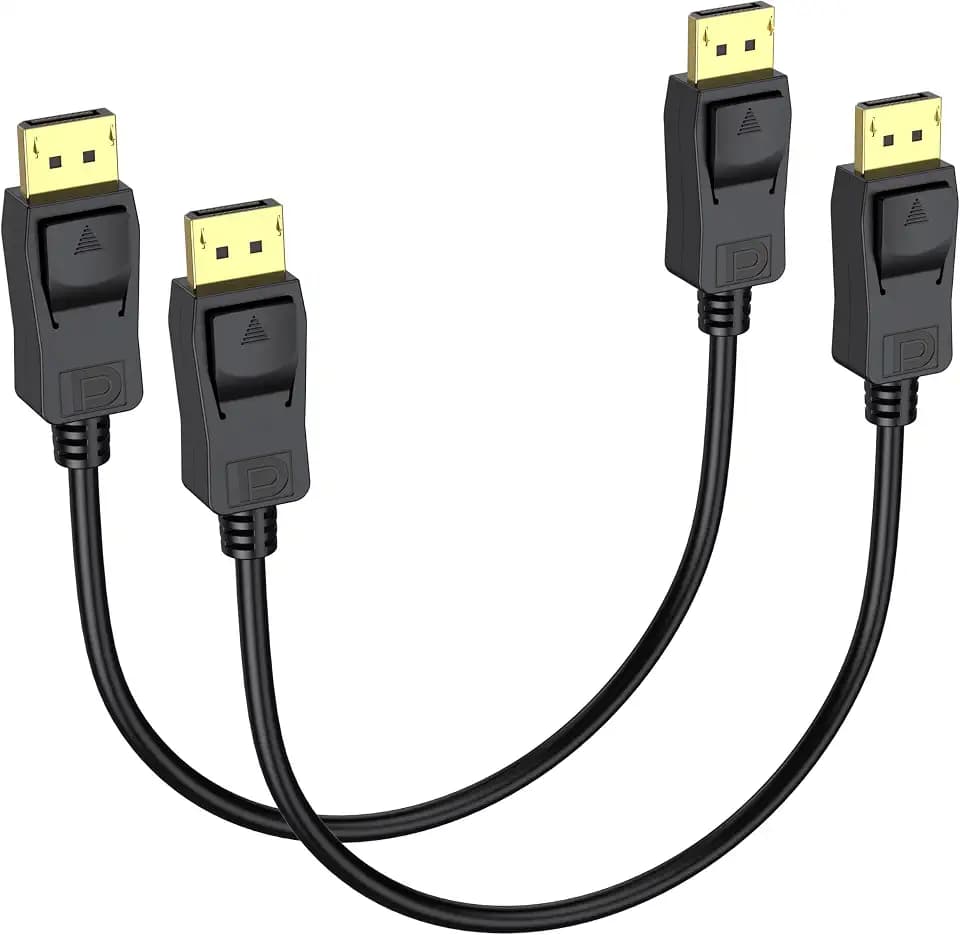 DisplayPort Cable 1 FT 2-Pack, Display Port 1.2 Cable, Gold-Plated