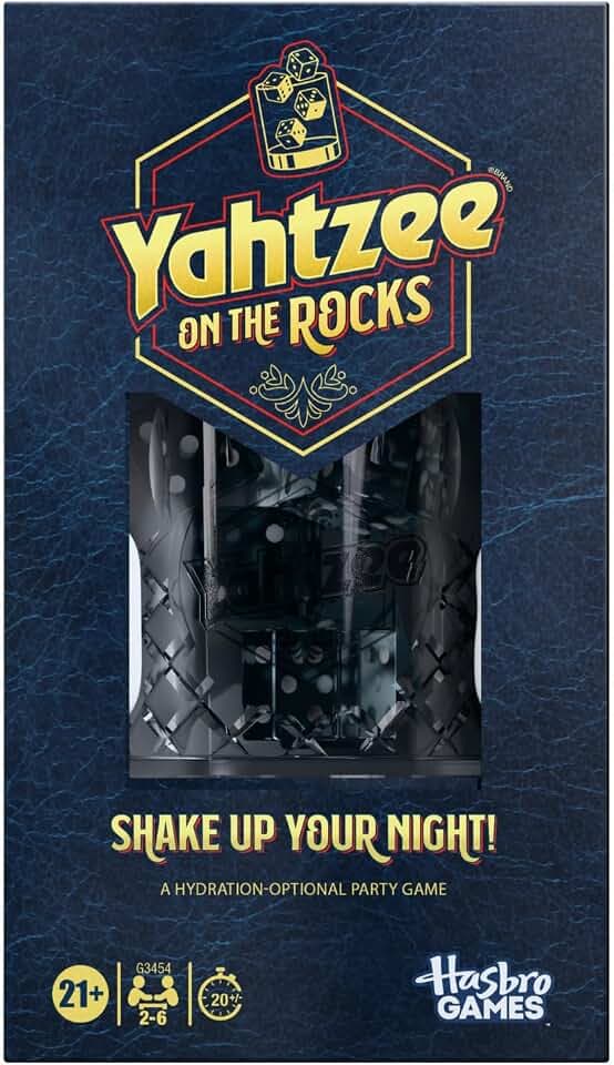 Hasbro Gaming Yahtzee On the Rocks Dice Game | Adult Party Game with Fun Challenges for Ages 21+ | 2 to 6 Players | 20 Mins. | Great Gifts for Adults