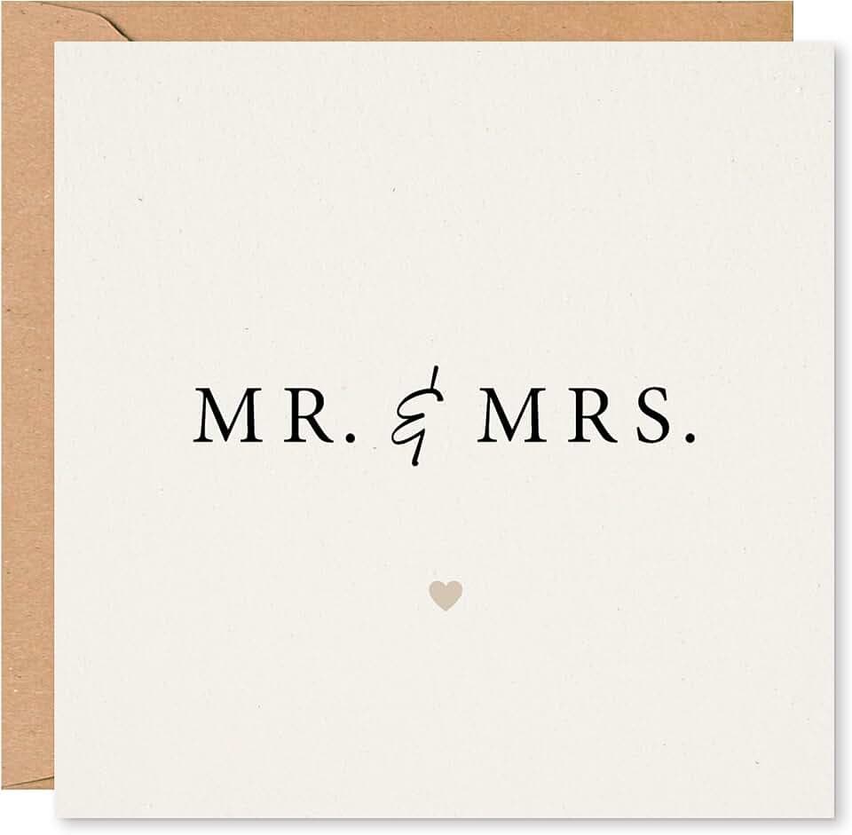 Hochzeitskarte mit Herz-Motiv – Mr & Mrs – Glückwunschkarte, Hochzeitsgeschenk für Brautpaar & Geldgeschenk zur Hochzeit, quadratische Klappkarte 15×15 cm mit Umschlag, für Männer, Frauen & Paare