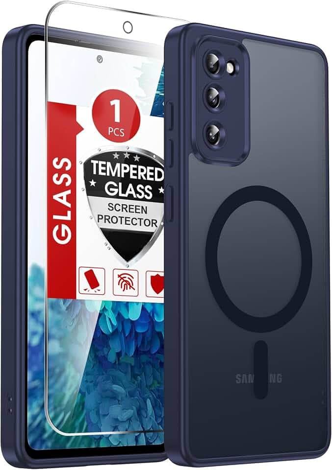 LeYi for Galaxy S20-FE 5G Phone Case: 【𝐍𝐨𝐭 𝐟𝐢𝐭 𝐒𝟐𝟎】 [Mag-Safe Fit] with Screen Protector, Frosted Translucent Soft-Touch Skin & Military-Grade Protection Funda para S20FE, Royal Blue