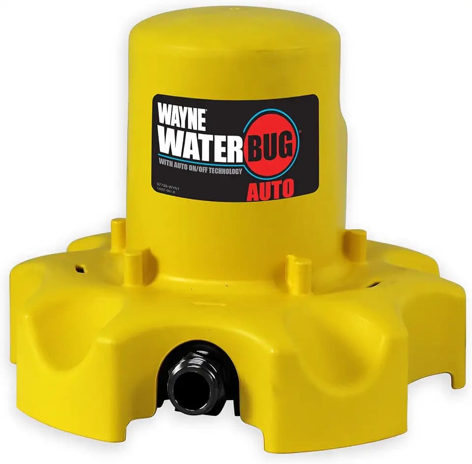 WAYNE - WaterBUG AUTO 1/4 HP 1900 GPH Auto On/Off Submersible Pump with Multi-Flo Technology - Water Removal and Transfer Pump, Yellow