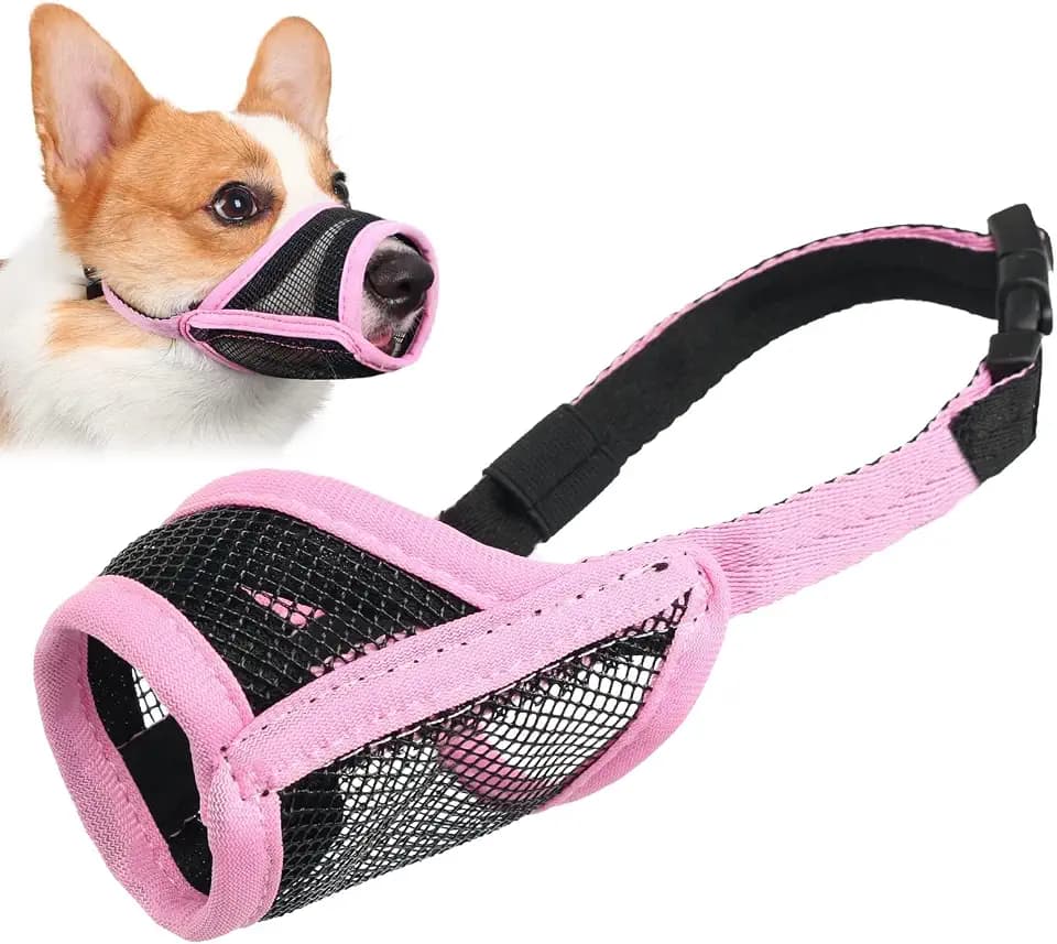 LUCKYPAW Mesh Dog Muzzle for Small Medium Dogs to Prevent Biting Chewing