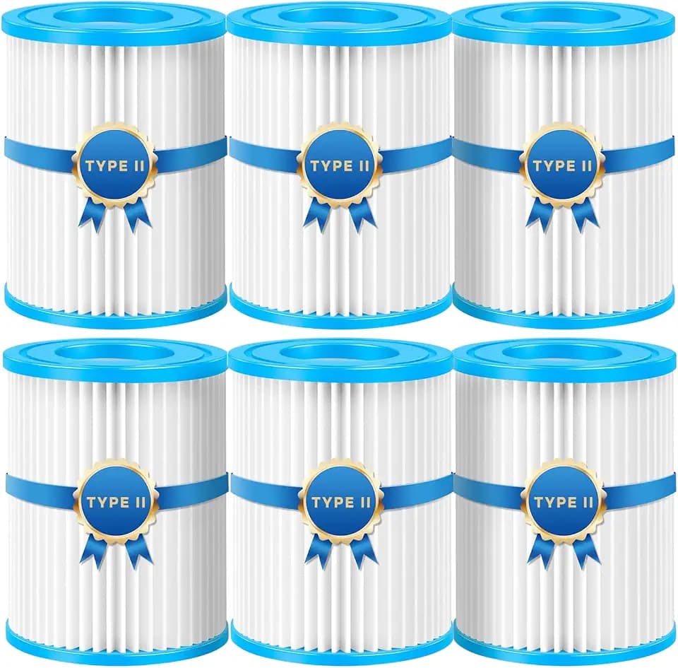 Filter Typ II für 58094, Filter größe 2 geeignet für Steel pro Frame Pool, Familien-Pool,aufblasbarer Pool-Filter (6 Stück)