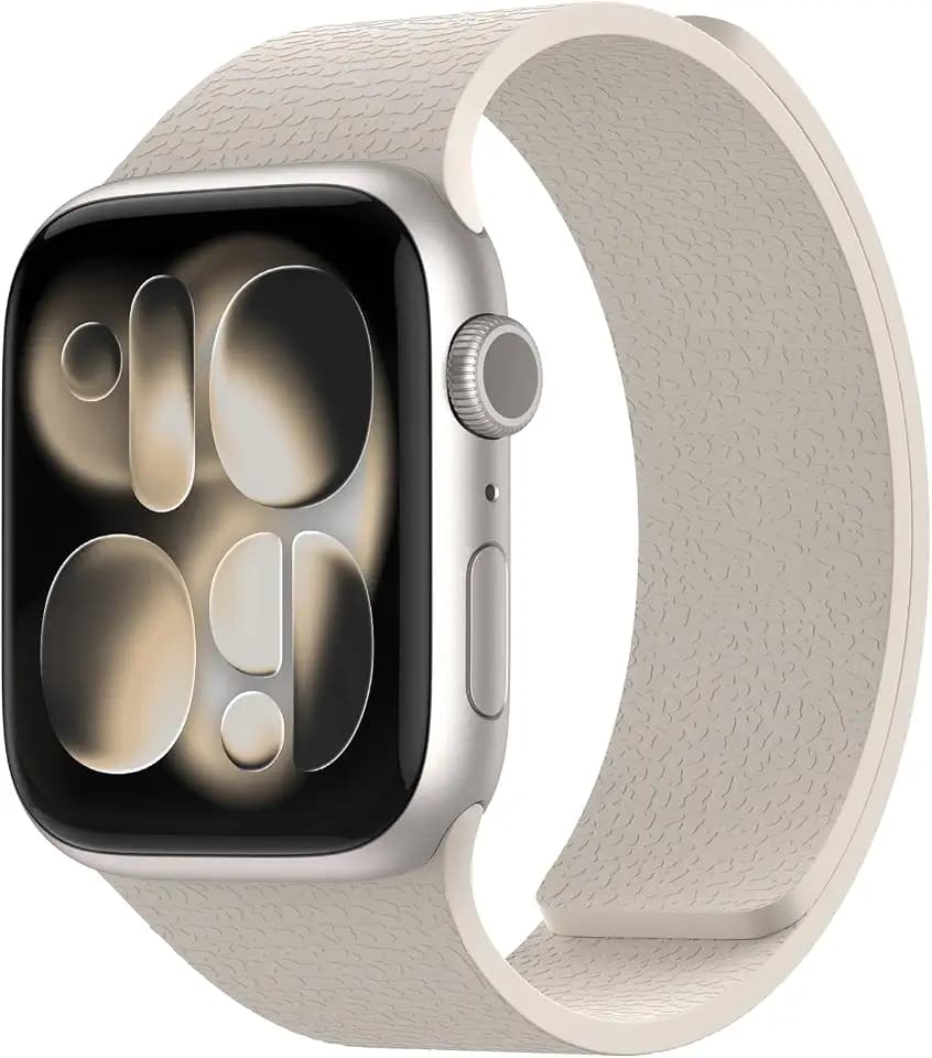 Magnetic Silicone Band Compatible with Apple Watch Band 42mm 41mm 40mm 38mm Series 12 11 10 9 8 7 6 5 4 3 & SE 3/2/1 Strong Magnetic Clasp, Waterproof & Adjustable
