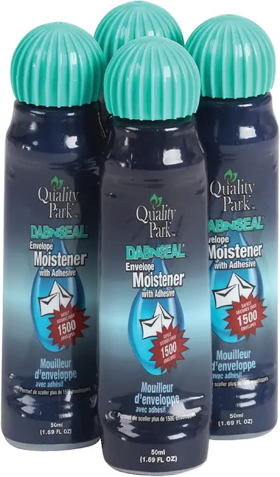 Quality Park Dab-N-Seal Envelope Moistener with Adhesive, For Securely Sealing Envelopes, Paper Crafts & More, 50mL Bottles, 4 Pack (QUA46071)