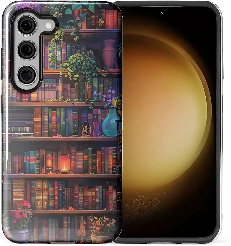CARLOCA Case for Samsung Galaxy S23,Colorful Book Wall Flowers Design- Hybrid Dual Protection Soft TPU + Hard PC, Shockproof & Anti-Scratch Cover Men Women Stylish Protective Phone Case