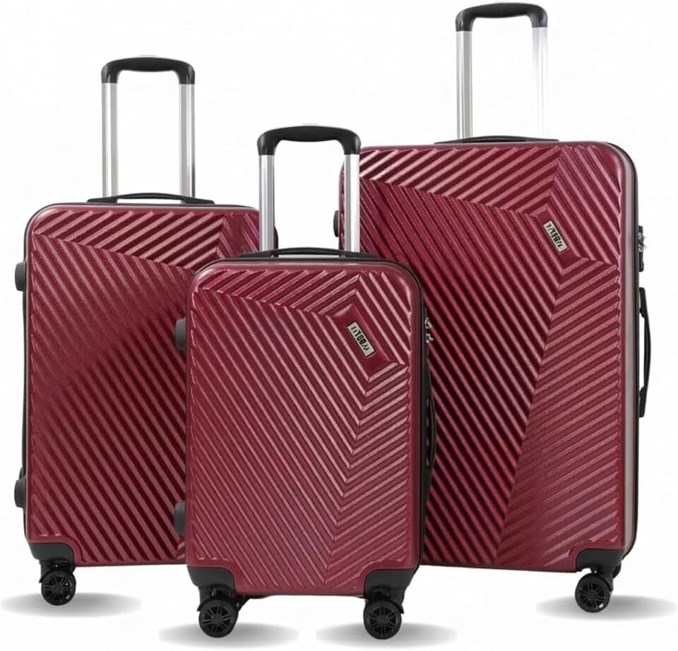 Fagoza Luggage Sets 3 Piece, Lightweight Hard Shell Suitcases with TSA Lock & 360 Spinner Wheels for Women Men, Hard Shell Carry On Travel Luggage 20 24 28 Inch, Cherry Red