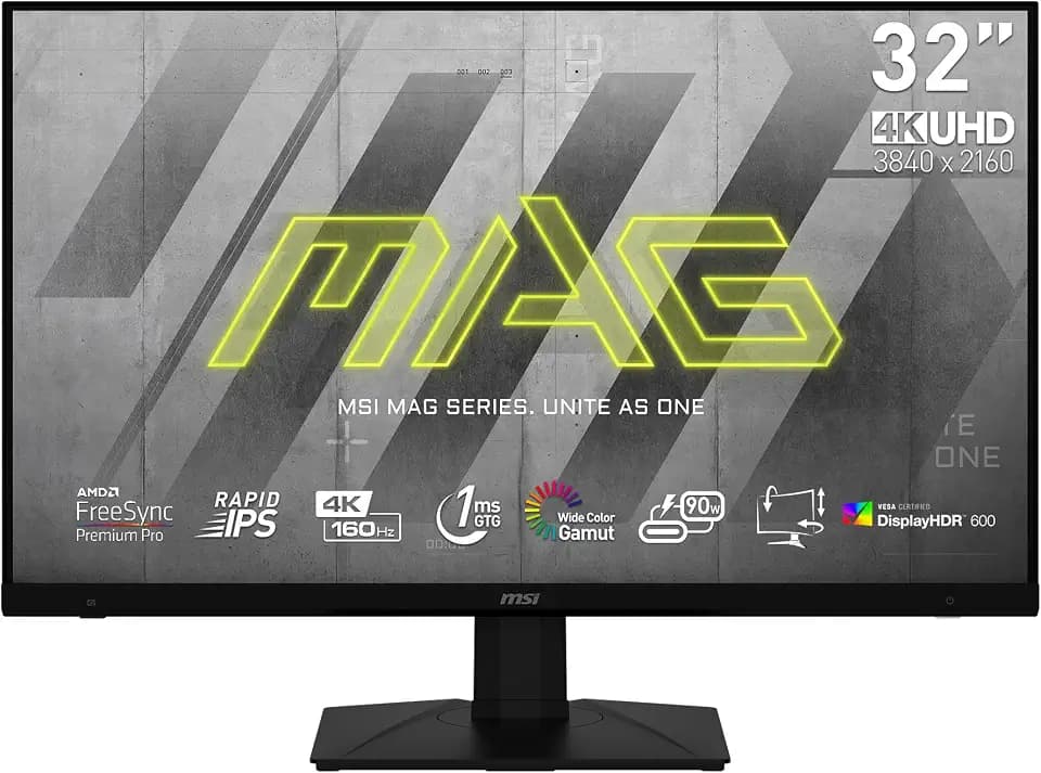 msi MAG323UPF, 32" 3840 x 2160 (UHD), 4K Rapid IPS Gaming Monitor, 1 ms, 160Hz, FreeSync Premium, HDR600, FreeSync Premium Pro, HDMI, DisplayPort, Tilt, Swivel, Pivot and Height Adjustable.