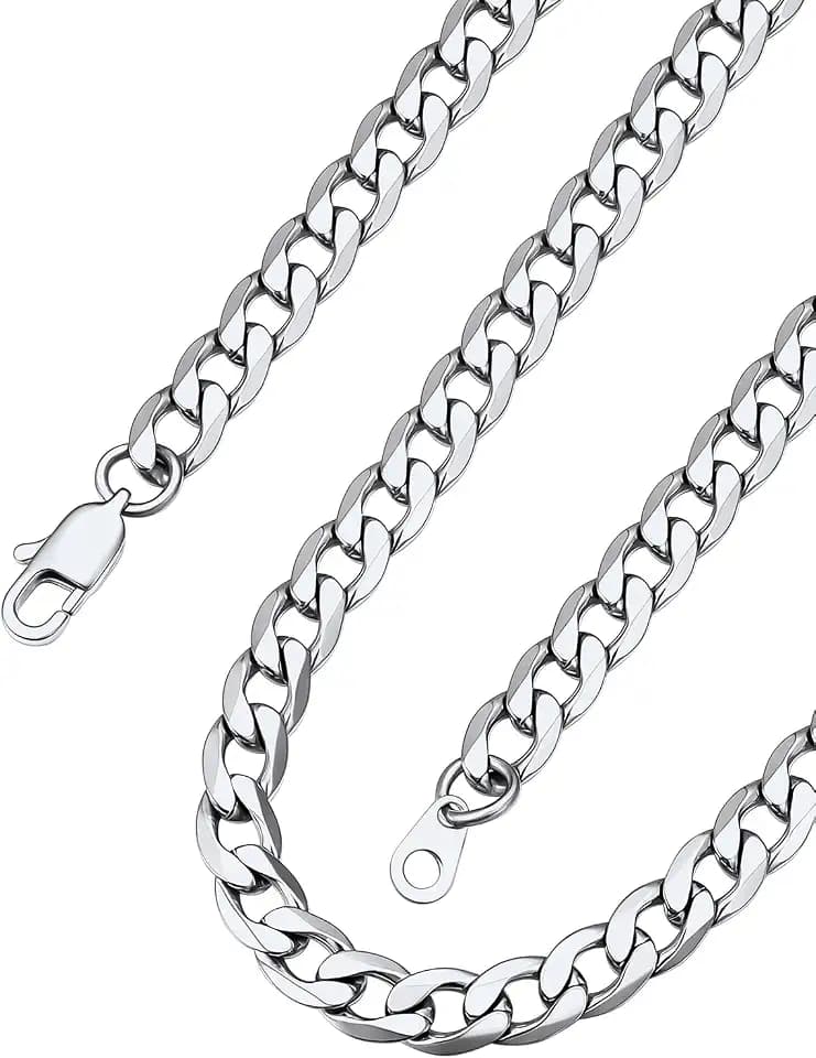 ChainsPro Gold Cuban Link Chain/Silver Men’s Chain/Black Necklace