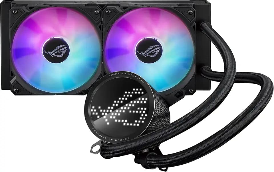 ASUS ROG RYUO III 240 ARGB All-in-one AIO Liquid CPU Cooler 240mm Radiator, Asetek 8th gen Pump Solution, Anime Matrix™ LED Display and ROG AF 12S ARGB Fan., 6 Year Warranty