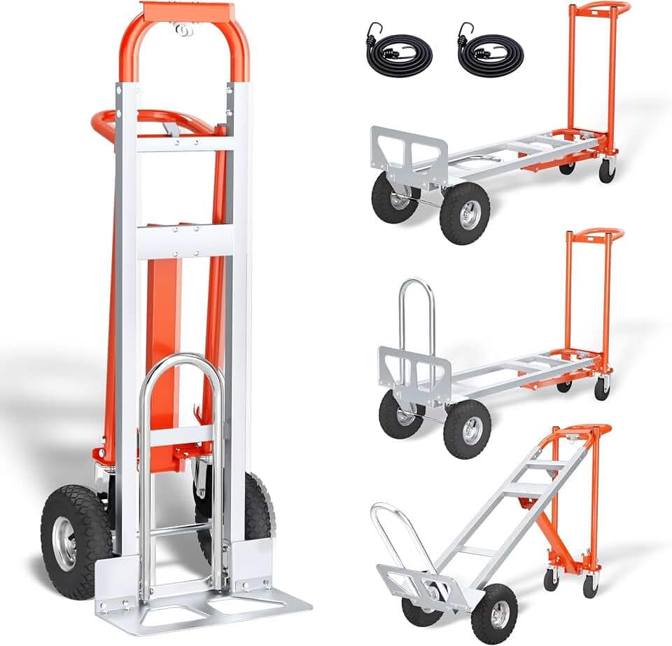 4 in 1 Convertible Hand Truck, 1000LBS Heavy Duty Hand Dolly, Heavy Duty Industrial Platform Cart Collapsible Truck for Warehouse, Logistics, Home, Office