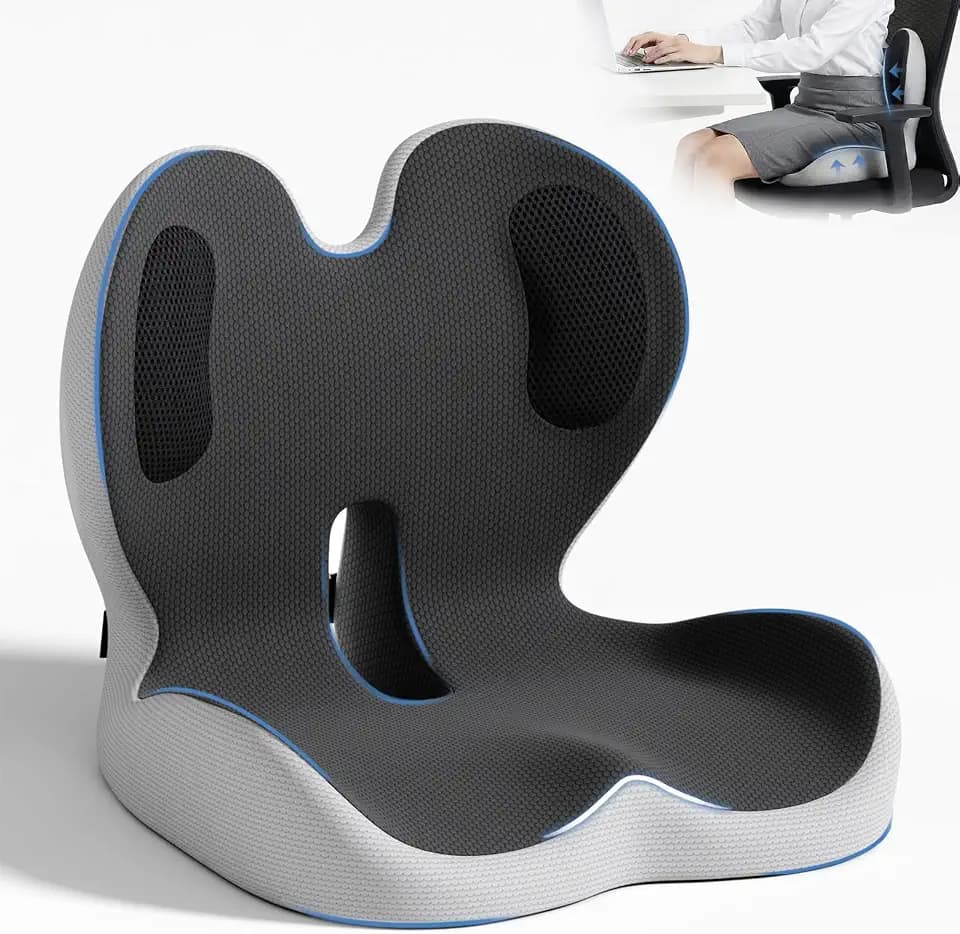Ergonomic Seat Cushion with Lumbar Support Pillow for Office and Car