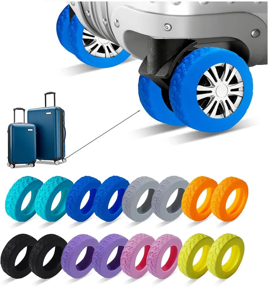16Pcs Upgrade Luggage Wheel Covers Fits 4x2 Double Wheels（Blue）