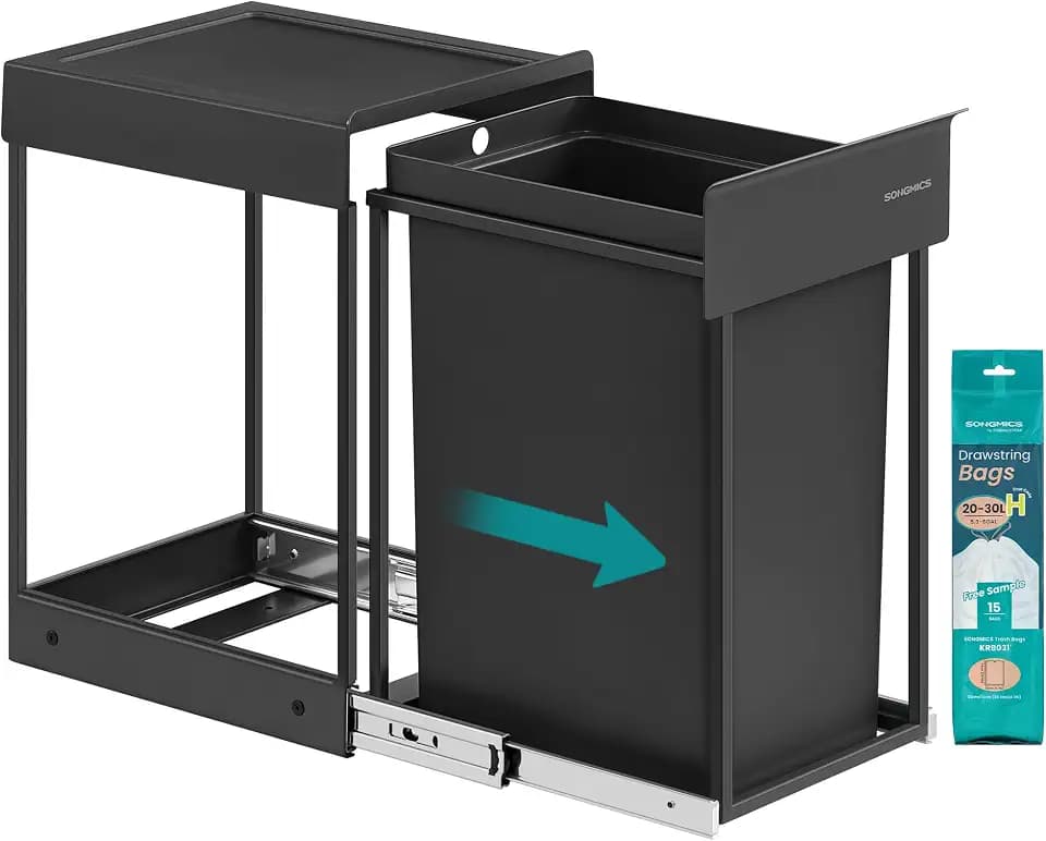 SONGMICS Mülleimer Küche, für Unterschrank, ausziehbar, 20 L