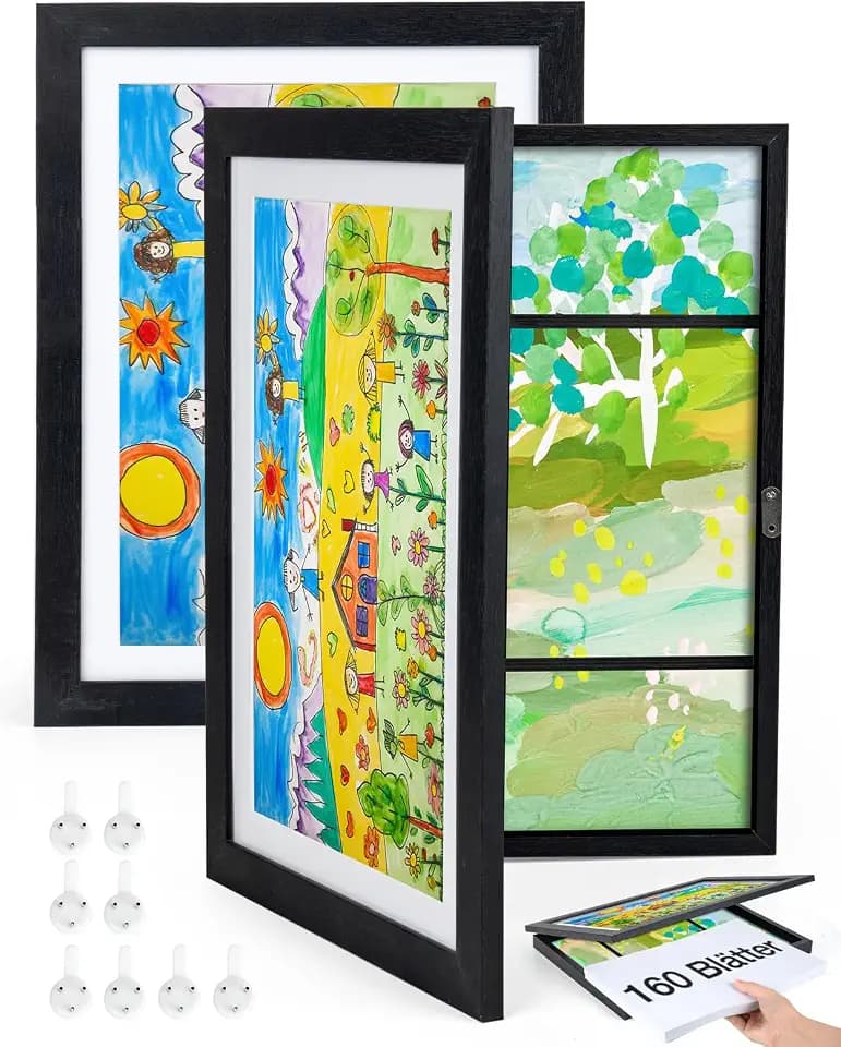 Kinder-Bilderrahmen A4 Schwarz 2er-Set 24×33×3 cm