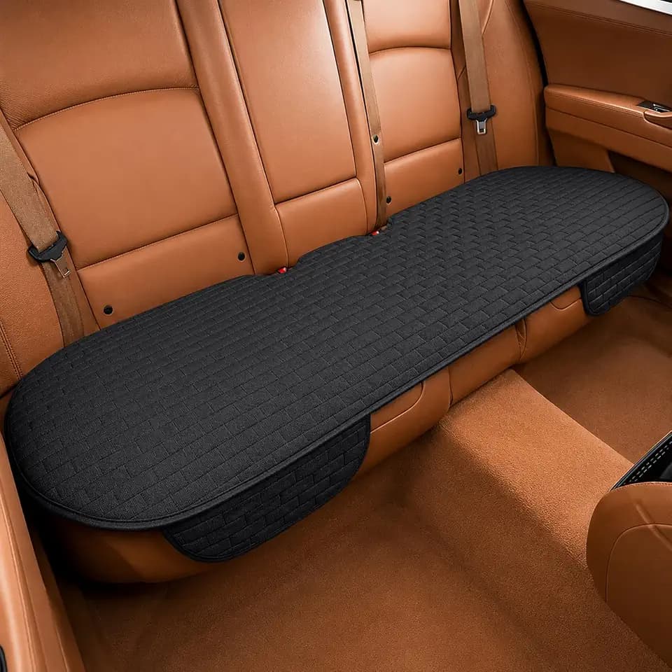 Black Linen Back Seat Cover, Rear Car Seat Cover for Cars Truck SUV
