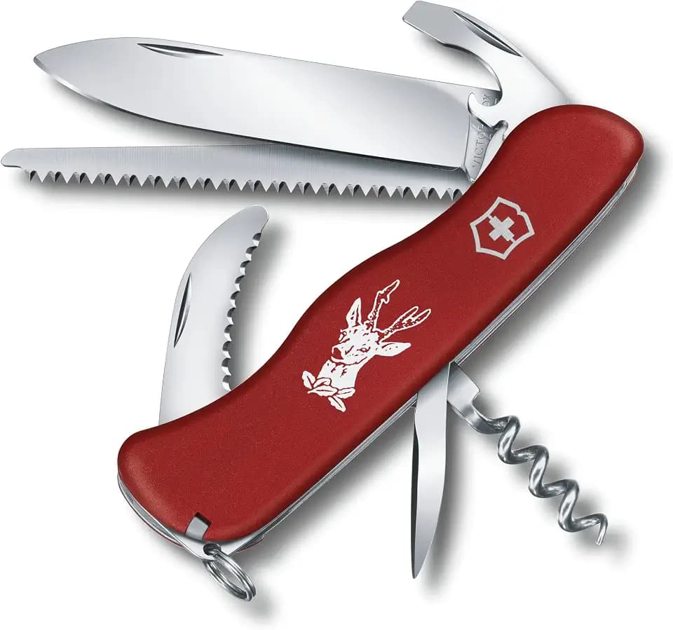 Victorinox Hunter Swiss Army Knife, 12-Function Pocket Knife, Red