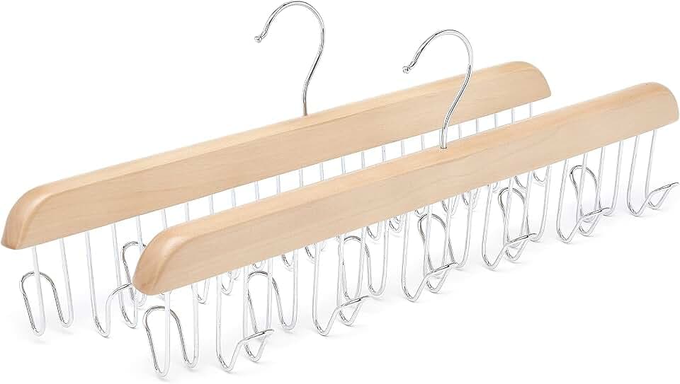 Amazon Basics Holz-Gürtelhalter, 2 Stück, 40x15.5 cm, Natürlich