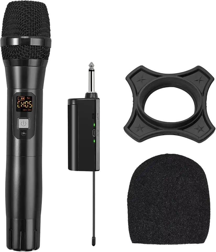 LiNKFOR Drahtloses Mikrofon UHF Wireless Dual Handheld Dynamic Mic System mit wiederaufladbarem Empfänger, für Karaoke-Maschinen, DJ, Gesang, Kirche, Hochzeiten, Lautsprecher, Verstärker, PA-Systeme