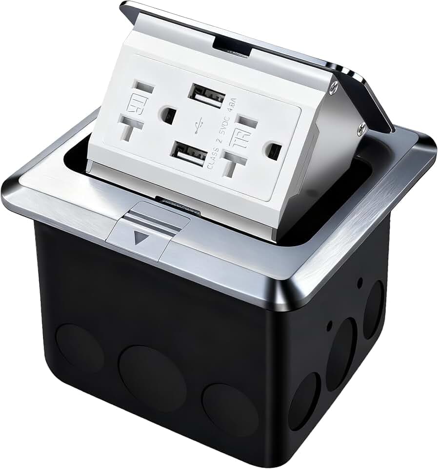 Pop Up Floor Outlet Waterproof Electrical Outlet Cover Box