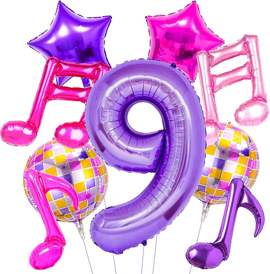 9 Pcs Kpop Birthday Decorations, Kpop Balloons Music Note Balloons