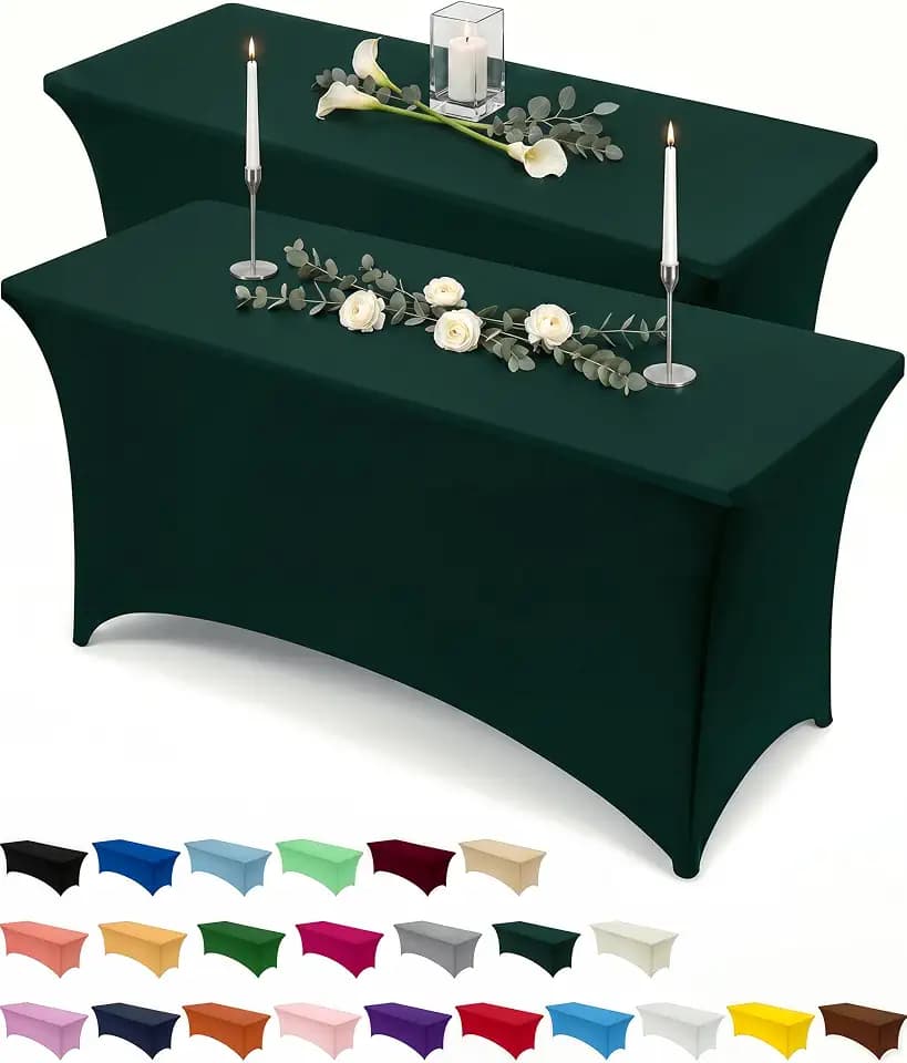 Utopia Kitchen Spandex Table Cloth 2 Pack [4FT,48Lx30Wx30H in,Hunter Green]