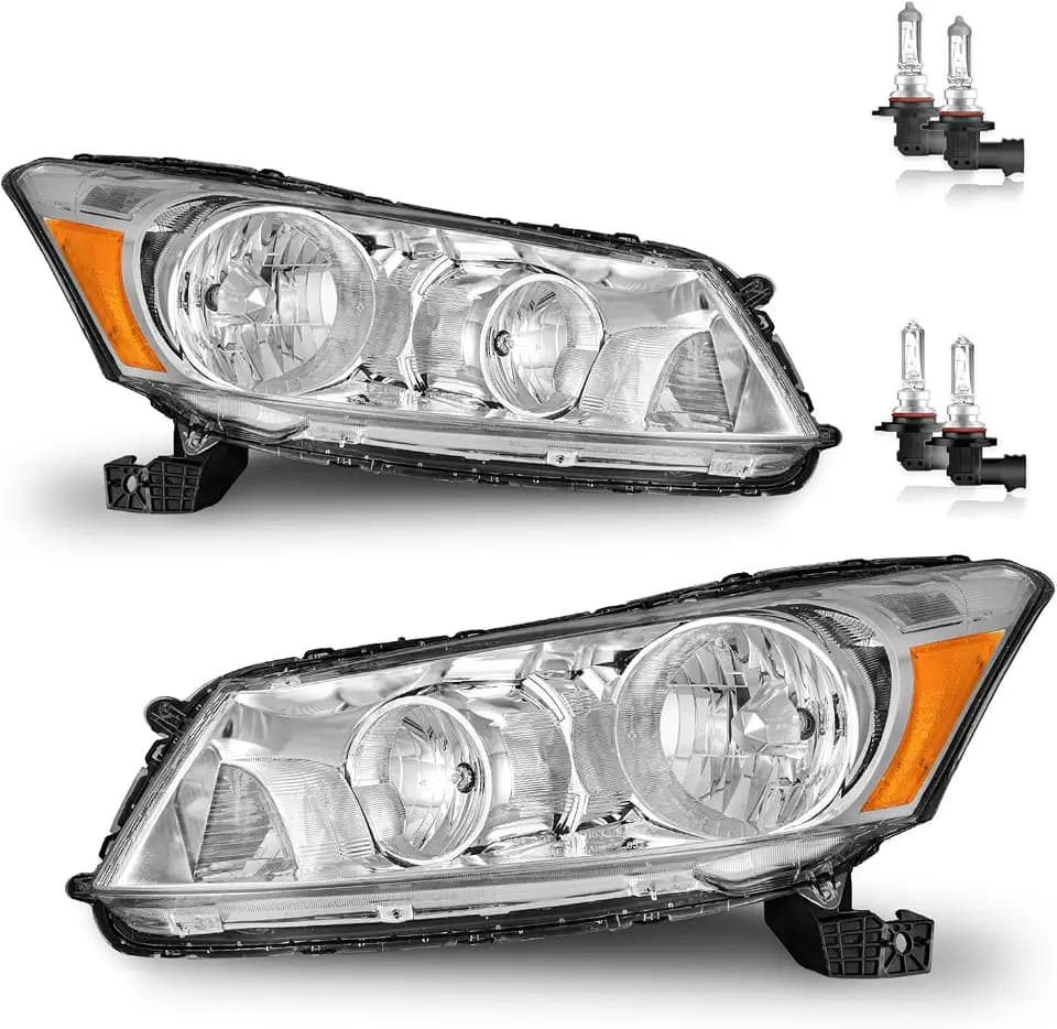 Headlights W/Bulbs for 2008-2012 Honda Accord 4Dr Headlamp