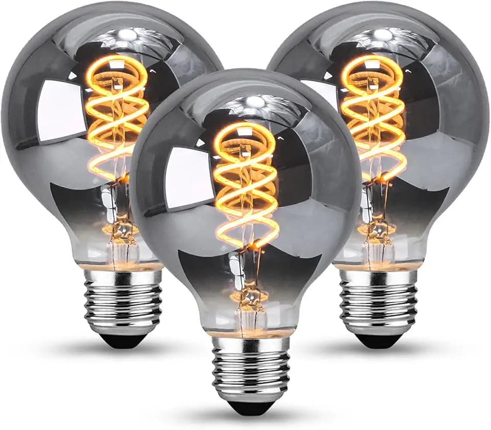 Edison Vintage Glühbirne E27, E27 LED Vintage Dimmbar 4W Retro Glühbirne LED Filament Lampe Warmweiß Ideal für Nostalgie und Retro Beleuchtung im Haus Café Bar,Grau-3 Stück(HPS3PBT1)