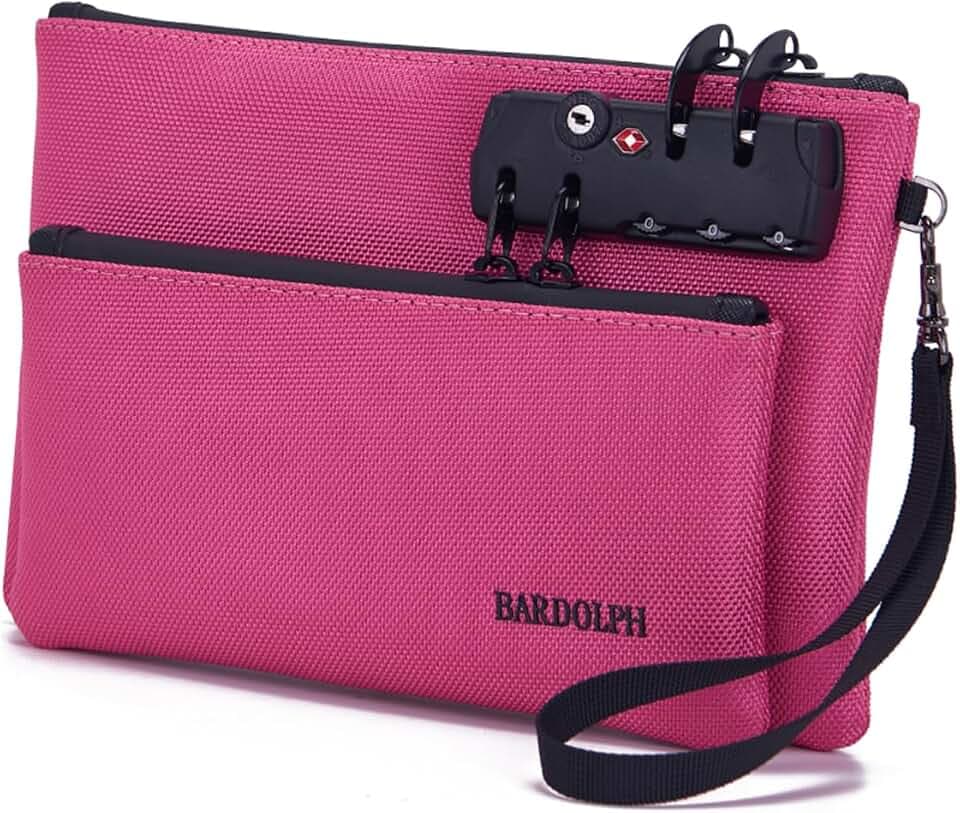 Money Bag with Lock, Double layer Men & Women's Locking Accessories Pouch, Bank Bag, Passports, Notary Supplies, Valuable StorageBag,CashBag and Zipper NotaryBag with Lock
