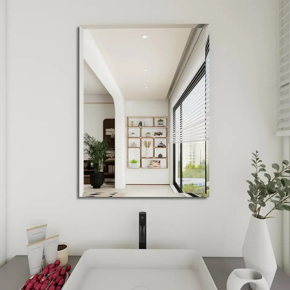 Rectangular Beveled Bathroom Mirrors, 16X24 inch Beveled Bathroom Mirror，