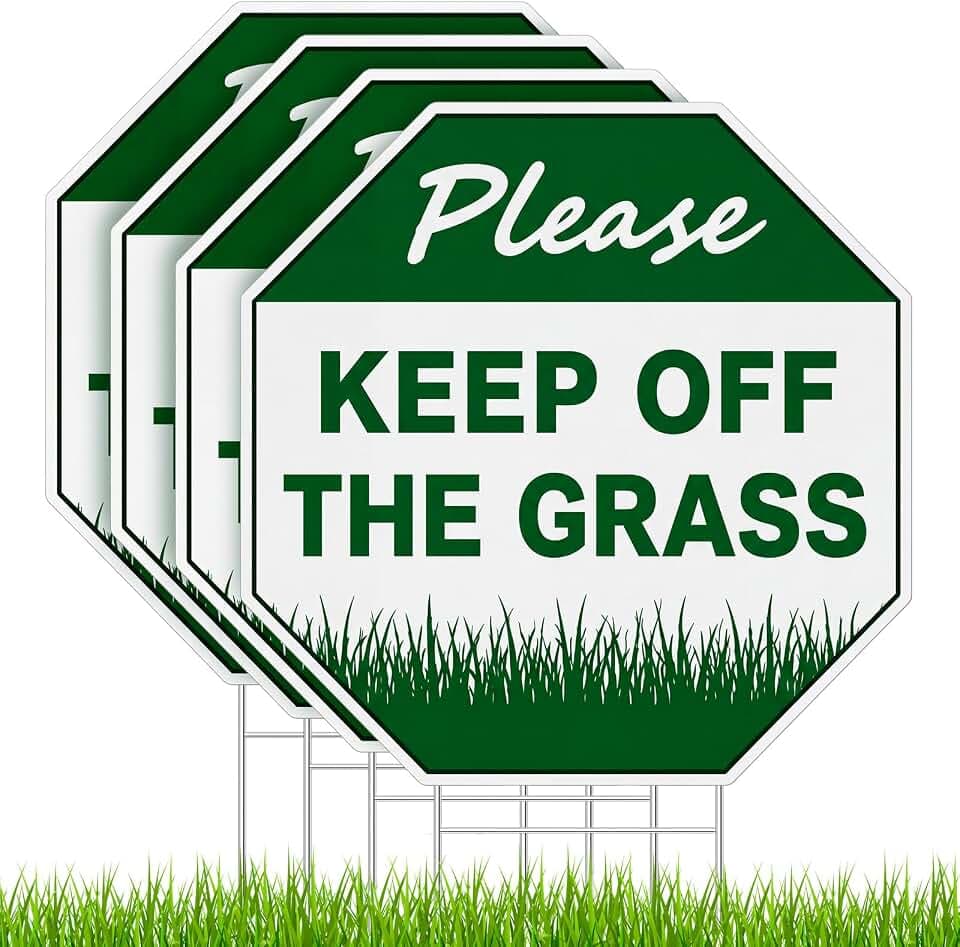 Juexica 4 Pcs 10 x 10 Inch Please Keep off Grass Sign