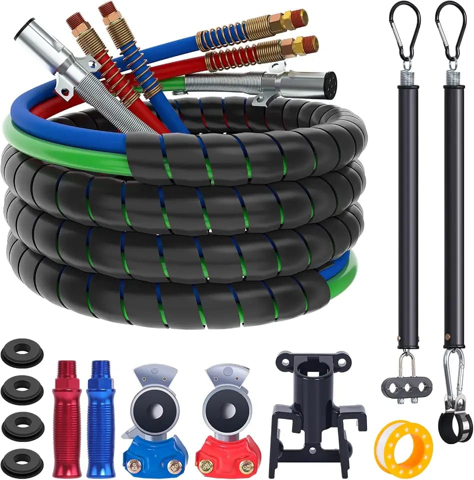 CheeMuii 15FT Semi Truck Air Lines Kit 3-in-1 Air Hoses for Truck Trailer