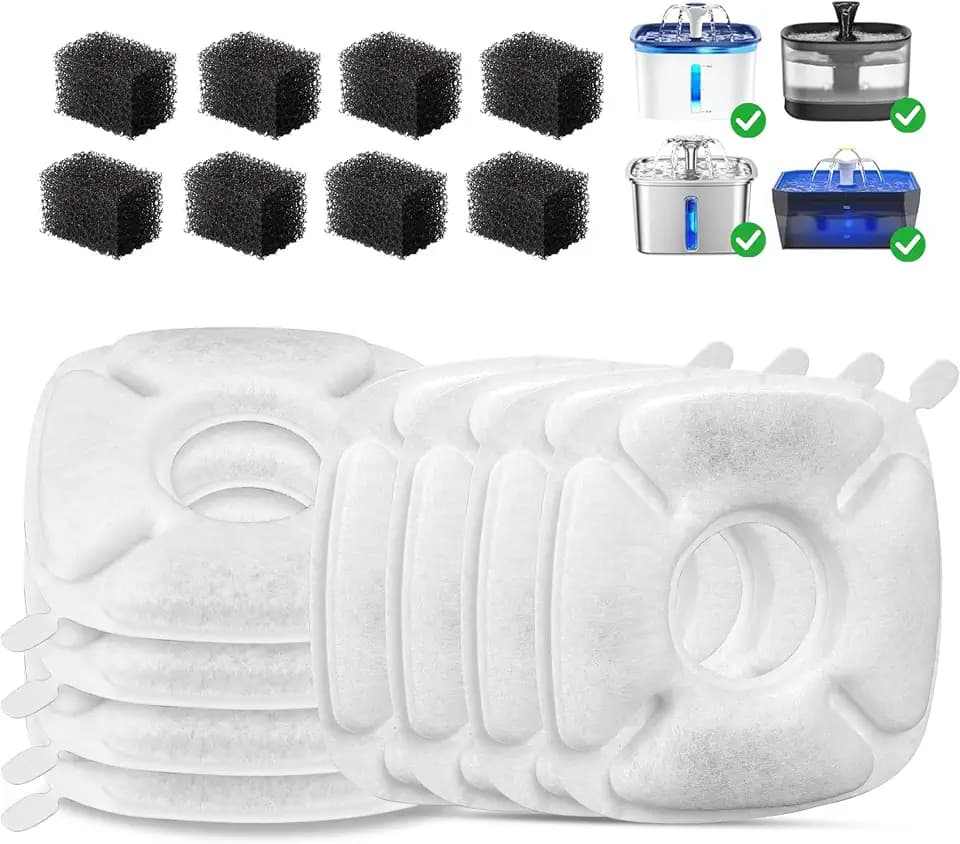 Cat Water Fountain Filter 16 Pcs for Veken Water Fountain Replacement Filters with 95oz/2.8L 67oz/2L 135oz/4L Pet Fountain Dispenser Multi-Stage Filtration Cat Fountain Filter