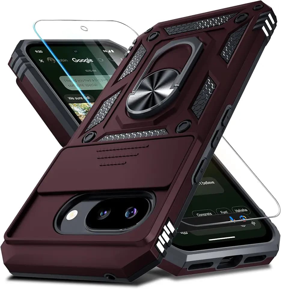for Google Pixel 10A Case Built in Slide Camera Cover,Wine Red