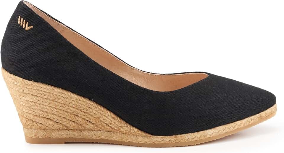 VISCATA Roses Espadrille Canvas Wedges Spain Handmade 2 ½” Heel Woman Wedge Pumps with Organic Cotton Canvas and 100% Natural Jute Midsole for All Occasions: Casual, Work, Party