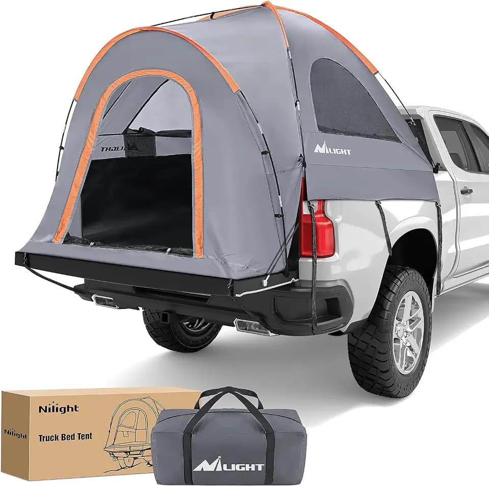 Nilight Truck Bed Tent 5.2-5.8 FT Pickup Tents with Rainfly, Orange Grey
