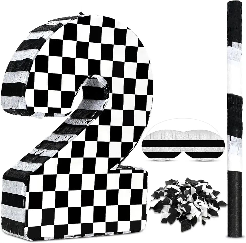 Lewtemi Race Car Number 2 Piñata Checkered Piñata